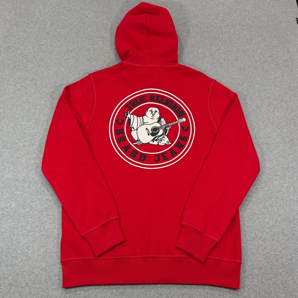 True Religion Buddha Logo Seal Full Zip Hoodie Mens Large L True Red NWT